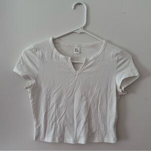 F21 White Cropped Tee